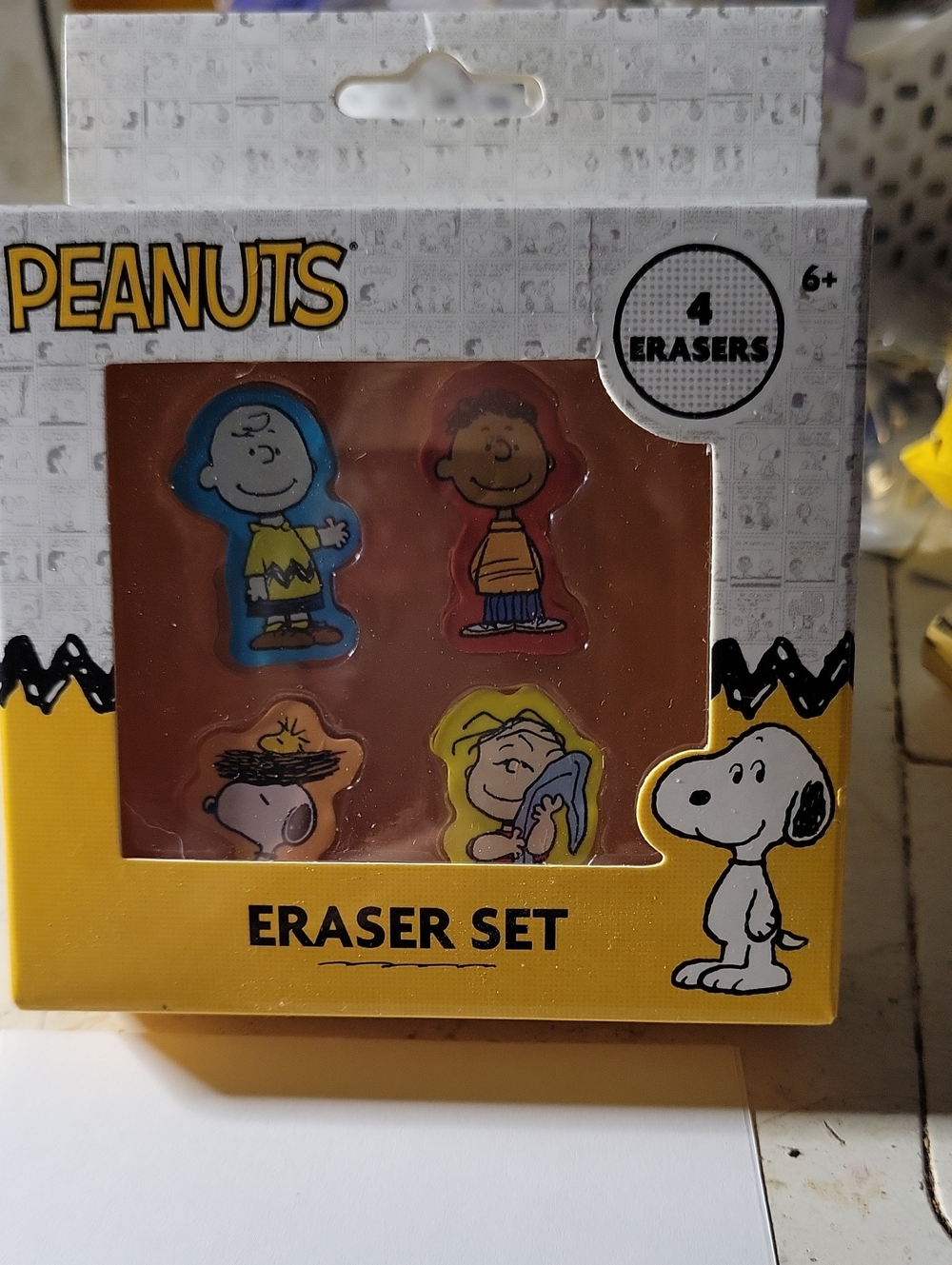 Peanuts Eraser Set - Yellow, Blue, Red & Brown